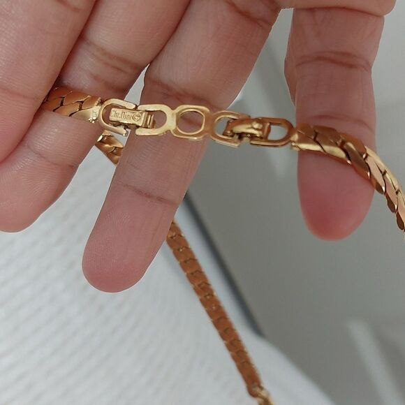 Christian Dior Crystal Embellished Gold Tone Statement Collar Necklace - Picture 4 of 9